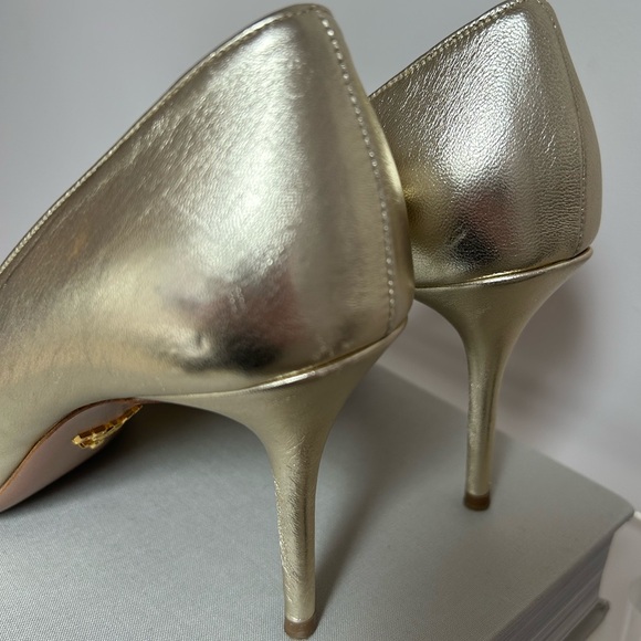 Champagne Gold Prada Leather Pumps - Picture 7 of 7